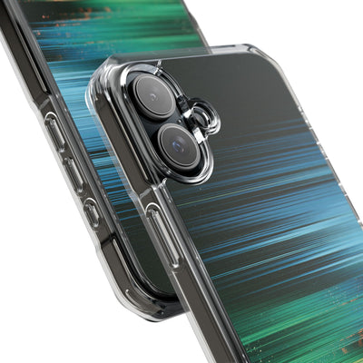 Digital Shoreline Drift · Clear Impact Magnetic Phone Case for iPhone ·  Teal