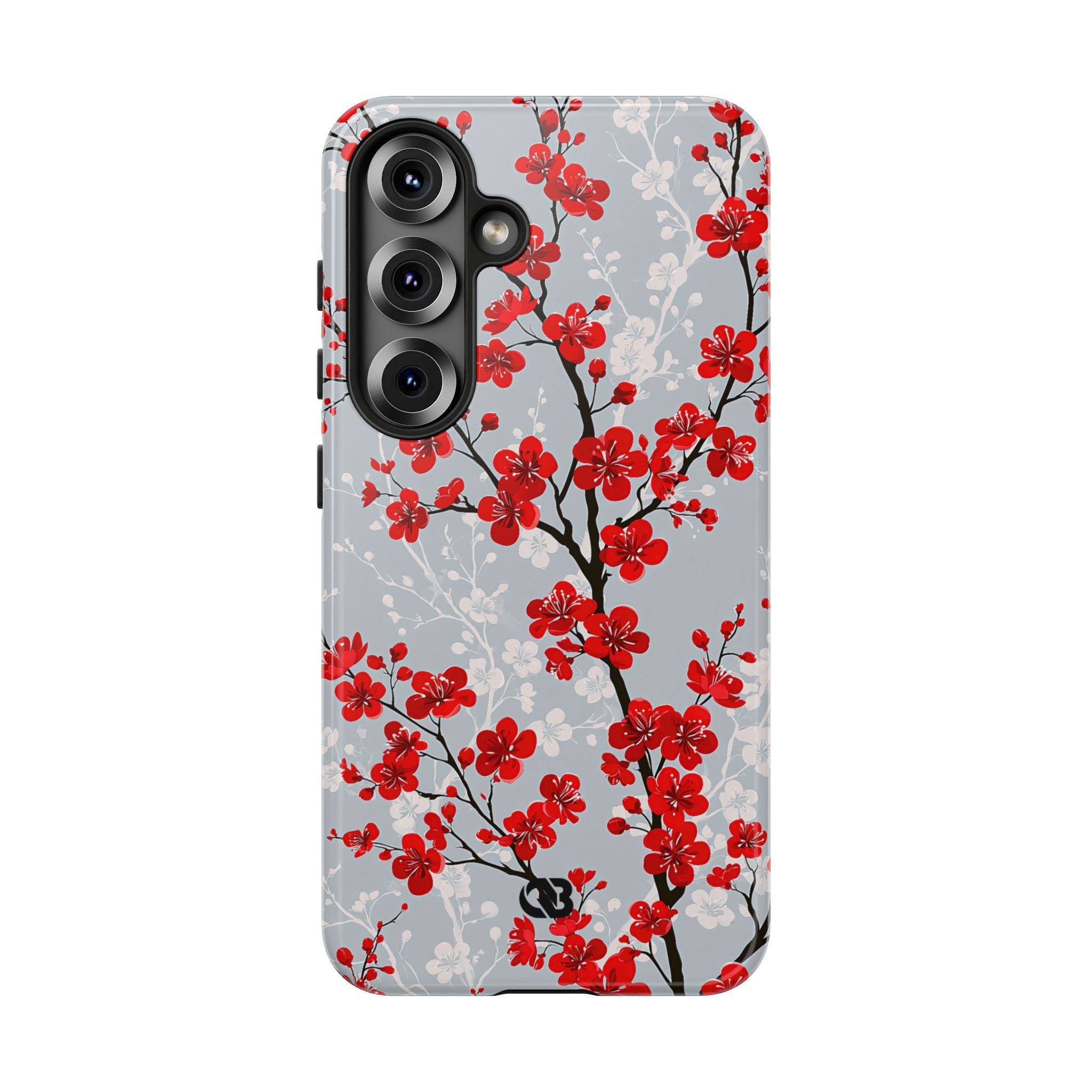 Grey Tough Phone Case for Samsung - Crimson Sakura Slate
