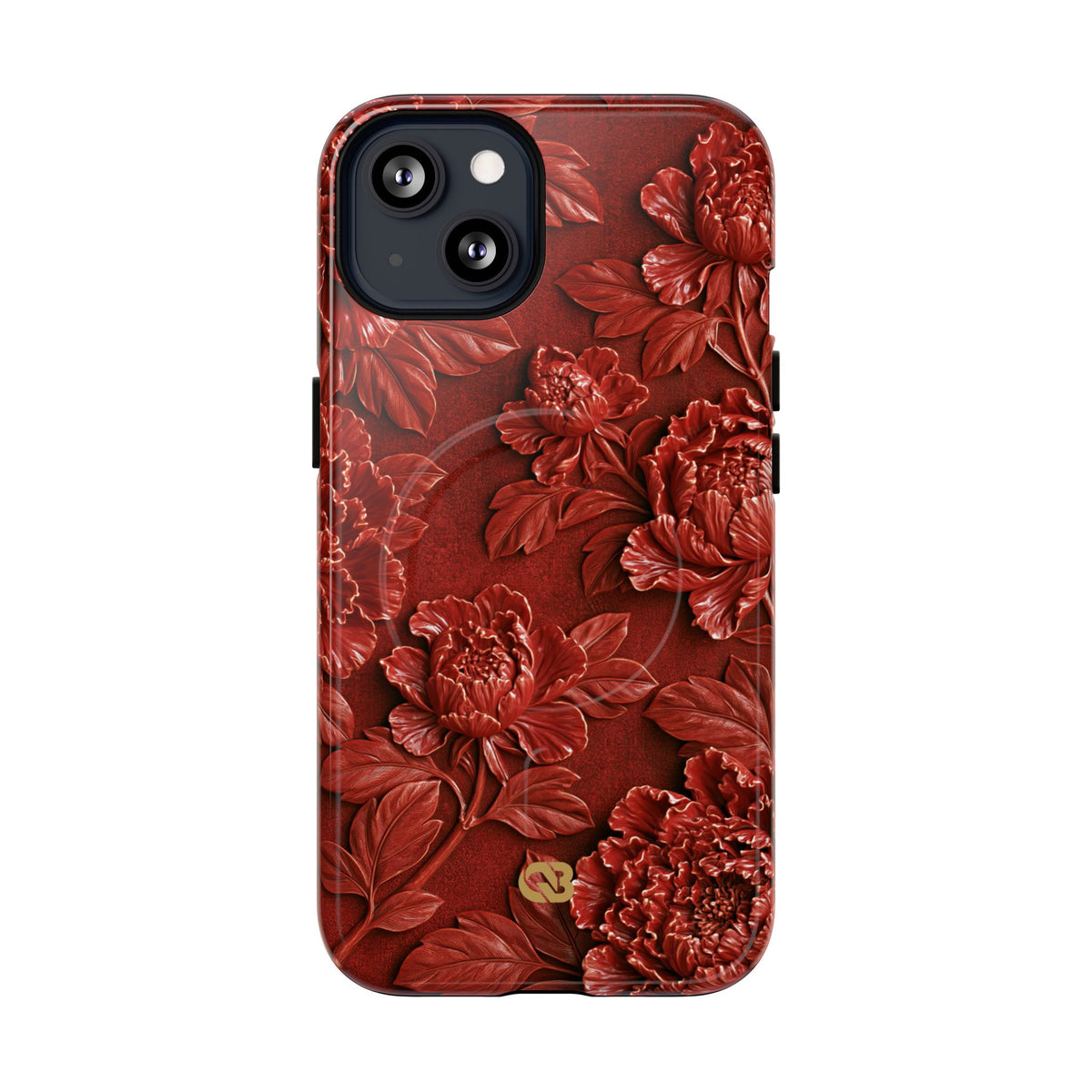 Cinnabar Peony Relief · Tough 2.0 Magnetic Phone Case for iPhone · Red
