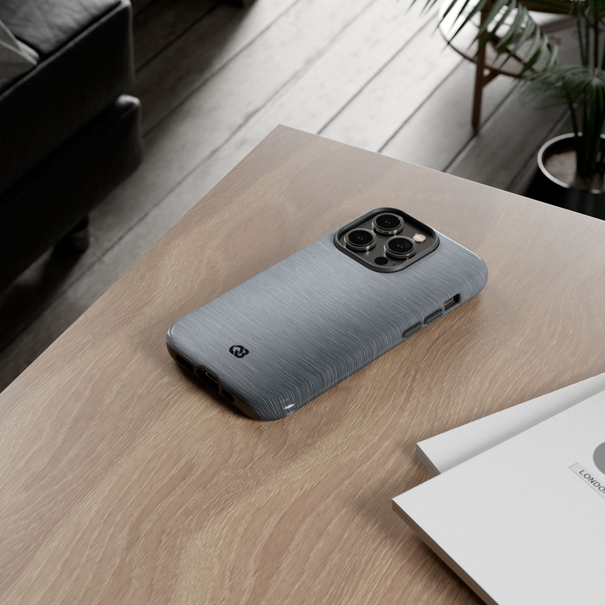 Silver Tough Phone Case for iPhone - Satin Chrome Grain