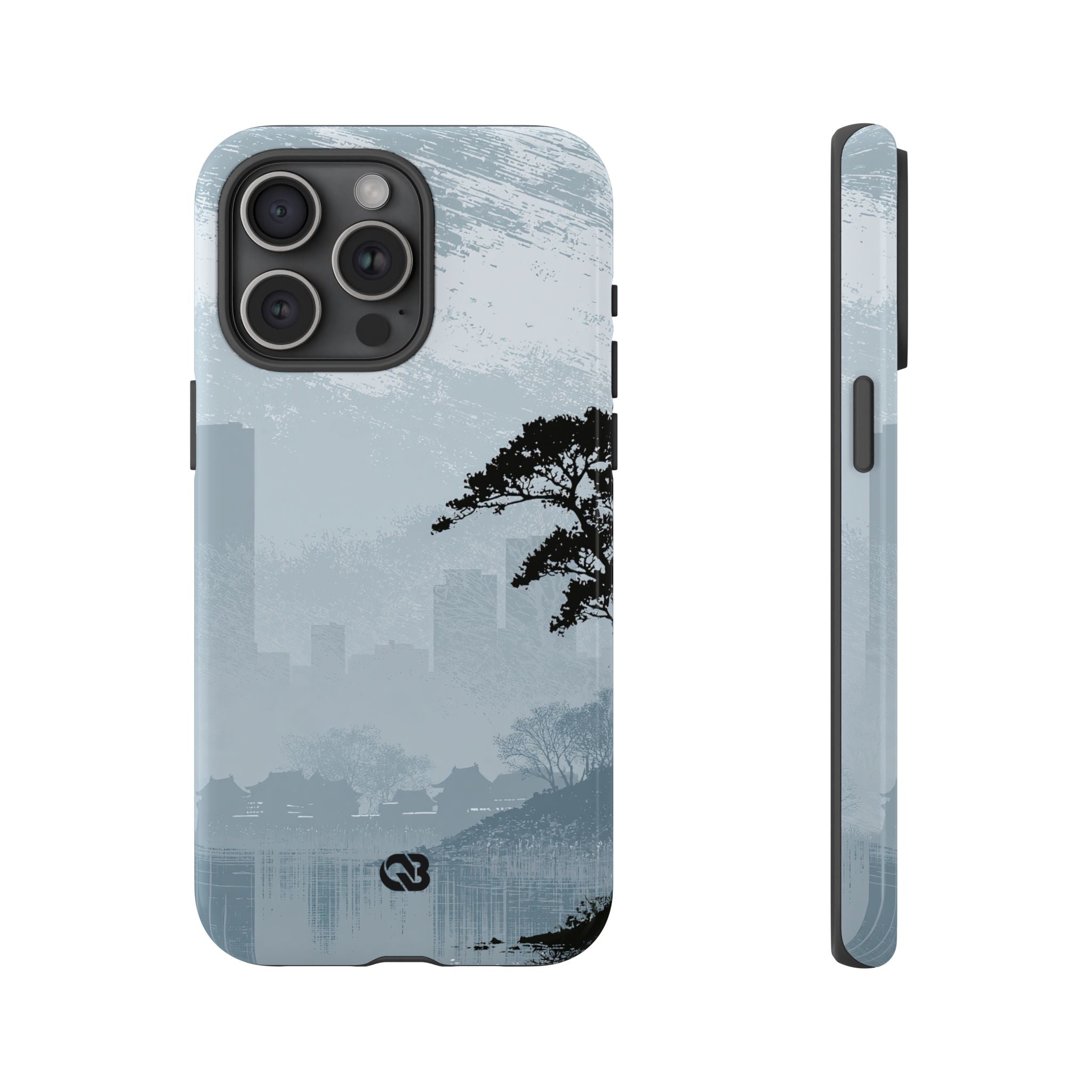 Grey Tough Phone Case for iPhone - Steel Slate Zen