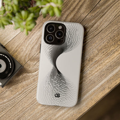 White Tough Phone Case for iPhone - Linear Torsion Grid