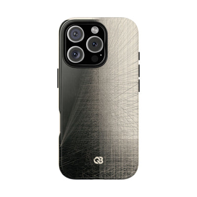 Beige Tough Phone Case for iPhone - Brutalist Graphite Grid