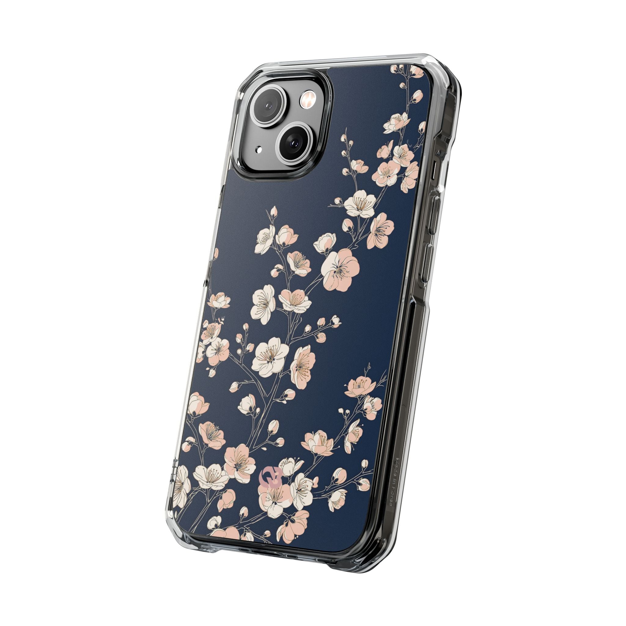 Blue Impact MagSafe Phone Case for iPhone - Midnight Peach Sakura