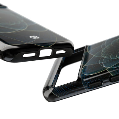 Blue Tough Phone Case for Google Pixel - Celestial Wireframe Bloom