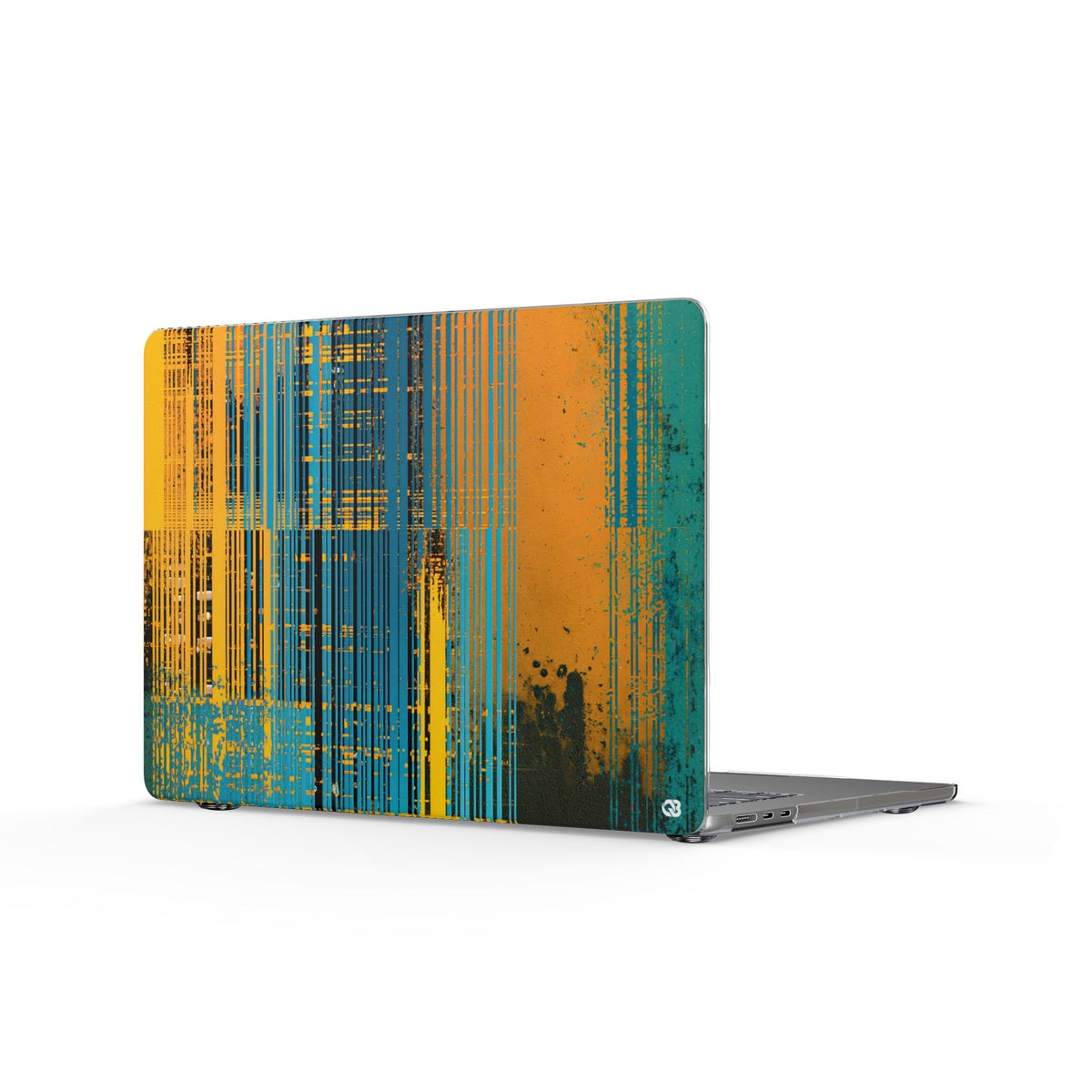 Cyber Glitch Stream · Clear Hard Case for MacBook · Teal