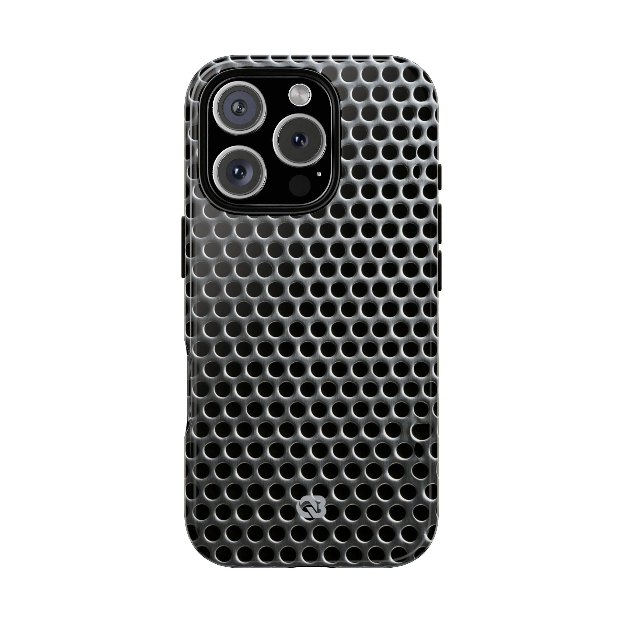 Silver Tough Phone Case for iPhone - Brutalist Steel Mesh