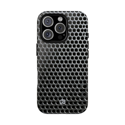 Silver Tough Phone Case for iPhone - Brutalist Steel Mesh