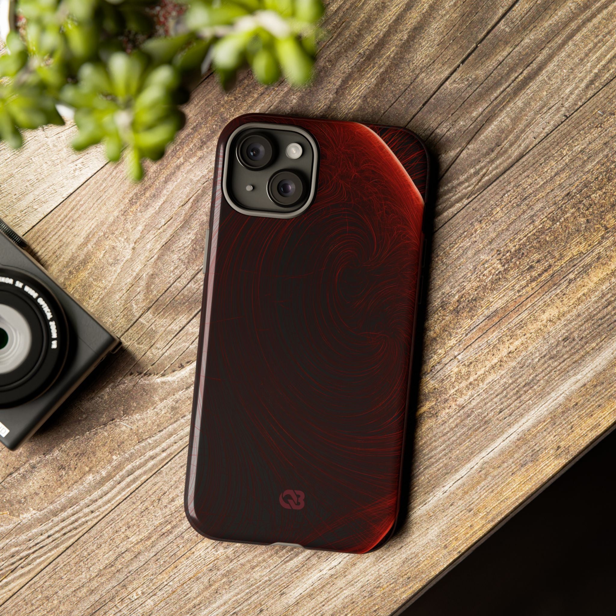 Red Tough Phone Case for iPhone - Crimson Flare Flux