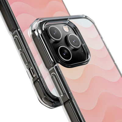 Blush Horizon Waves · Clear Impact Magnetic Phone Case for iPhone · Pink