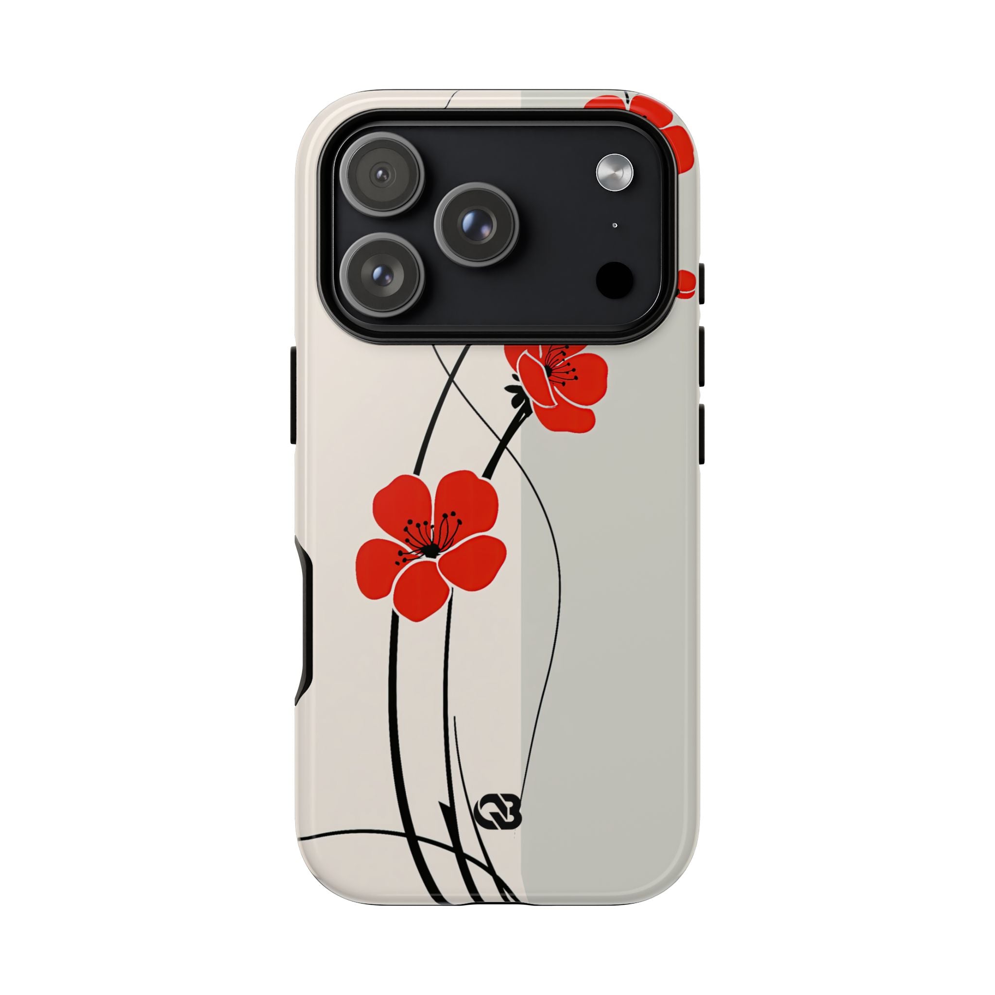 Red Tough Phone Case for iPhone - Crimson Plum Ink