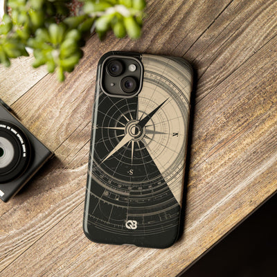 Beige Tough Phone Case for iPhone - Obsidian Nautical Blueprint