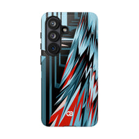 Blue Tough Phone Case for Samsung - Glitch Peak Cyan