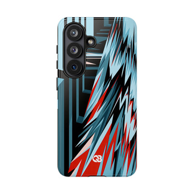 Blue Tough Phone Case for Samsung - Glitch Peak Cyan
