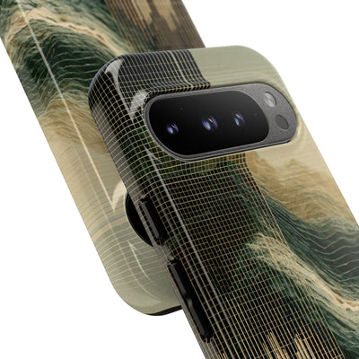 Beige Tough Phone Case for Google Pixel - Veridian Data Ridge