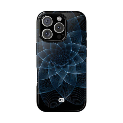 Blue Tough Phone Case for iPhone - Cobalt Geometric Bloom