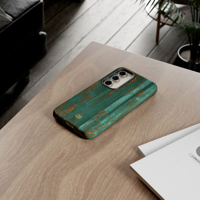 Teal Tough Phone Case for Samsung - Verdigris Copper Siding