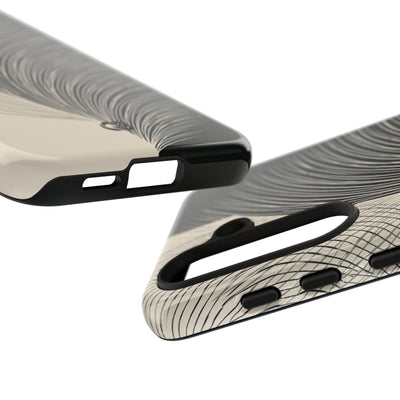 Beige Tough Phone Case for Samsung - Obsidian Cream Plume