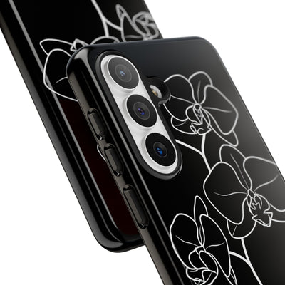 Black Tough Phone Case for Samsung - Noir Alabaster Orchid