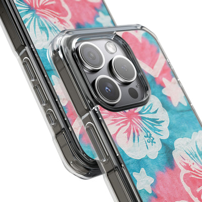 Tropical Hibiscus Bloom · Clear Impact Magnetic Phone Case for iPhone · Teal