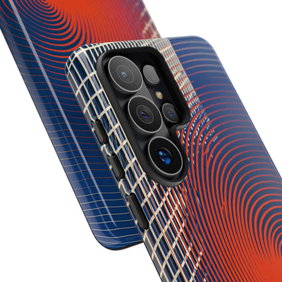 Blue Tough Phone Case for Samsung - Orange Orbit Grid