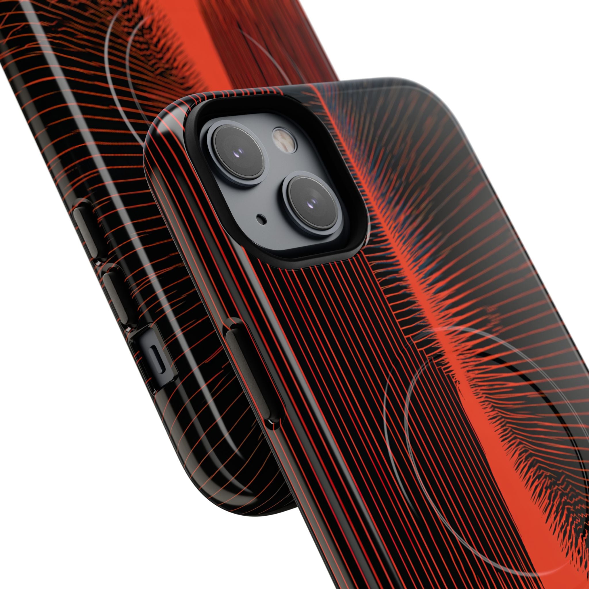 Red Tough 2.0 Magsafe Phone Case for iPhone - Crimson Frequency Pulse