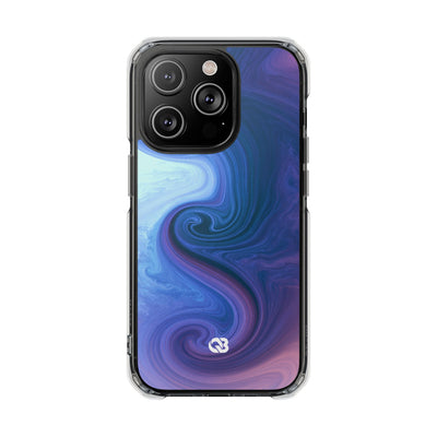Azure Fluid Swirl · Clear Impact Magnetic Phone Case for iPhone · Blue