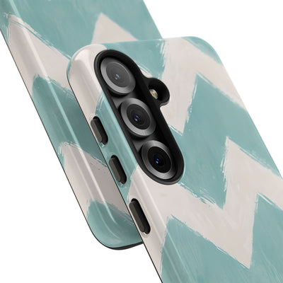 Teal Painted Chevron · Tough Phone Case for Samsung