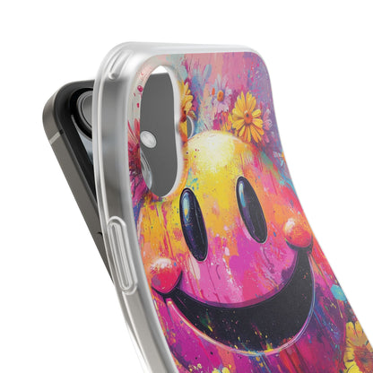 Smiley Bloom iPhone 16 Plus Cover - Blød