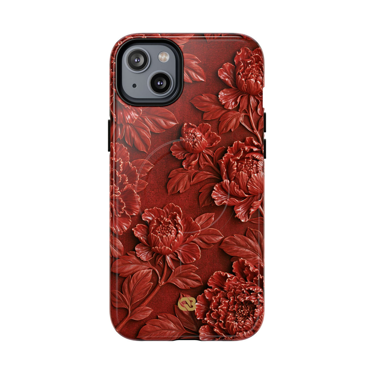Cinnabar Peony Relief · Tough 2.0 Magnetic Phone Case for iPhone · Red