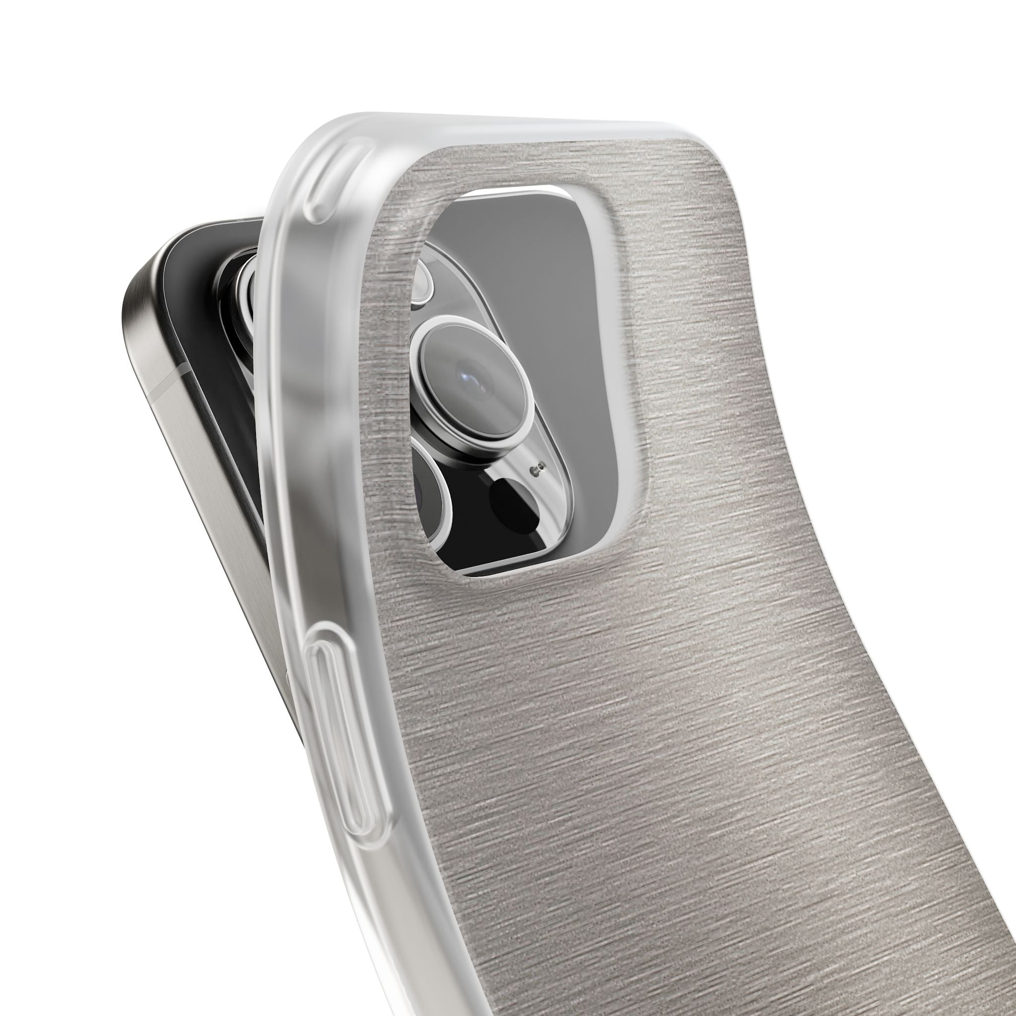 Grey Lite Phone Case for iPhone - Brushed Nickel Linen