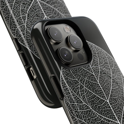 Black Tough 2.0 Magsafe Phone Case for iPhone - Bleached Leaf Lattice