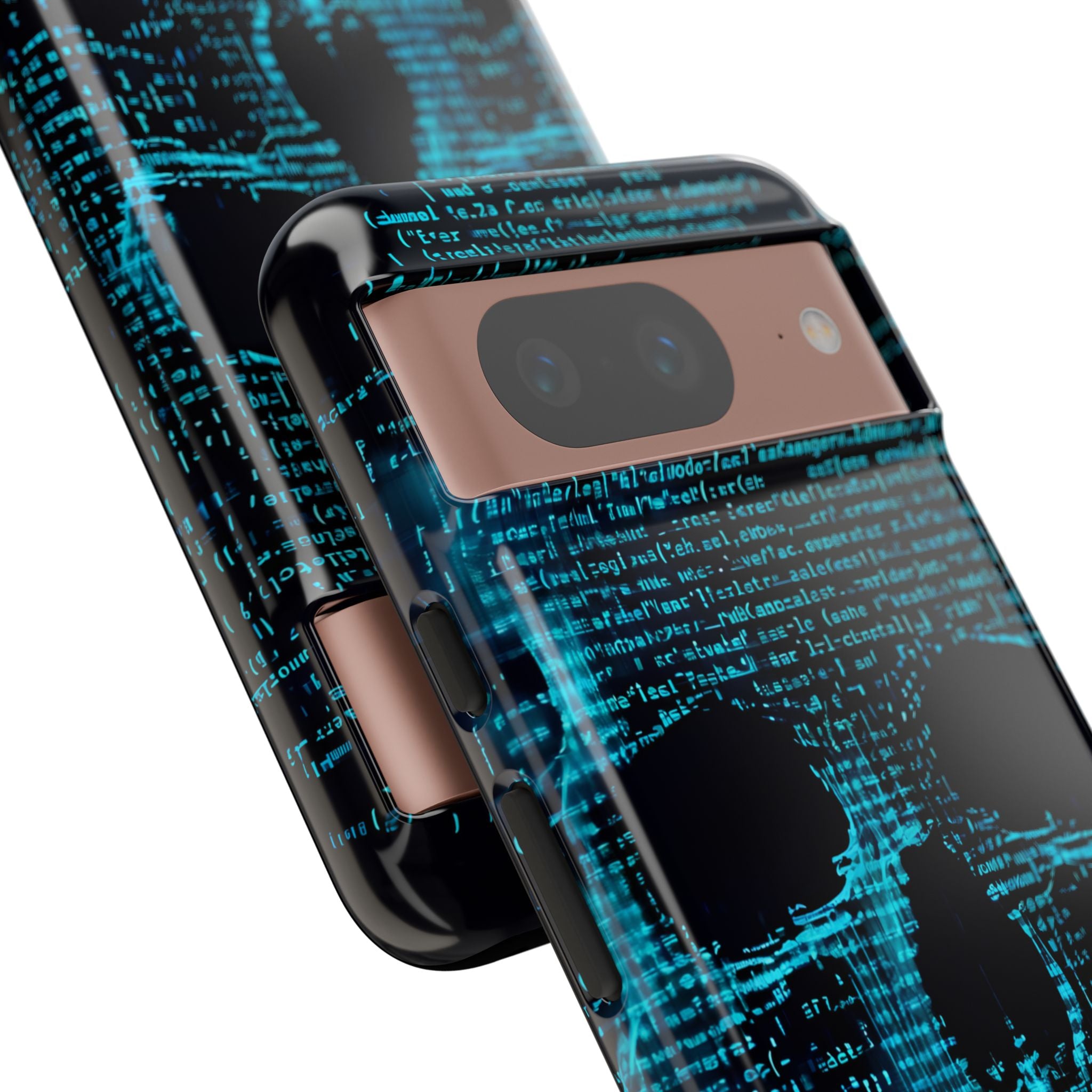 Cyan Glitch Skull · Tough Phone Case for Google Pixel