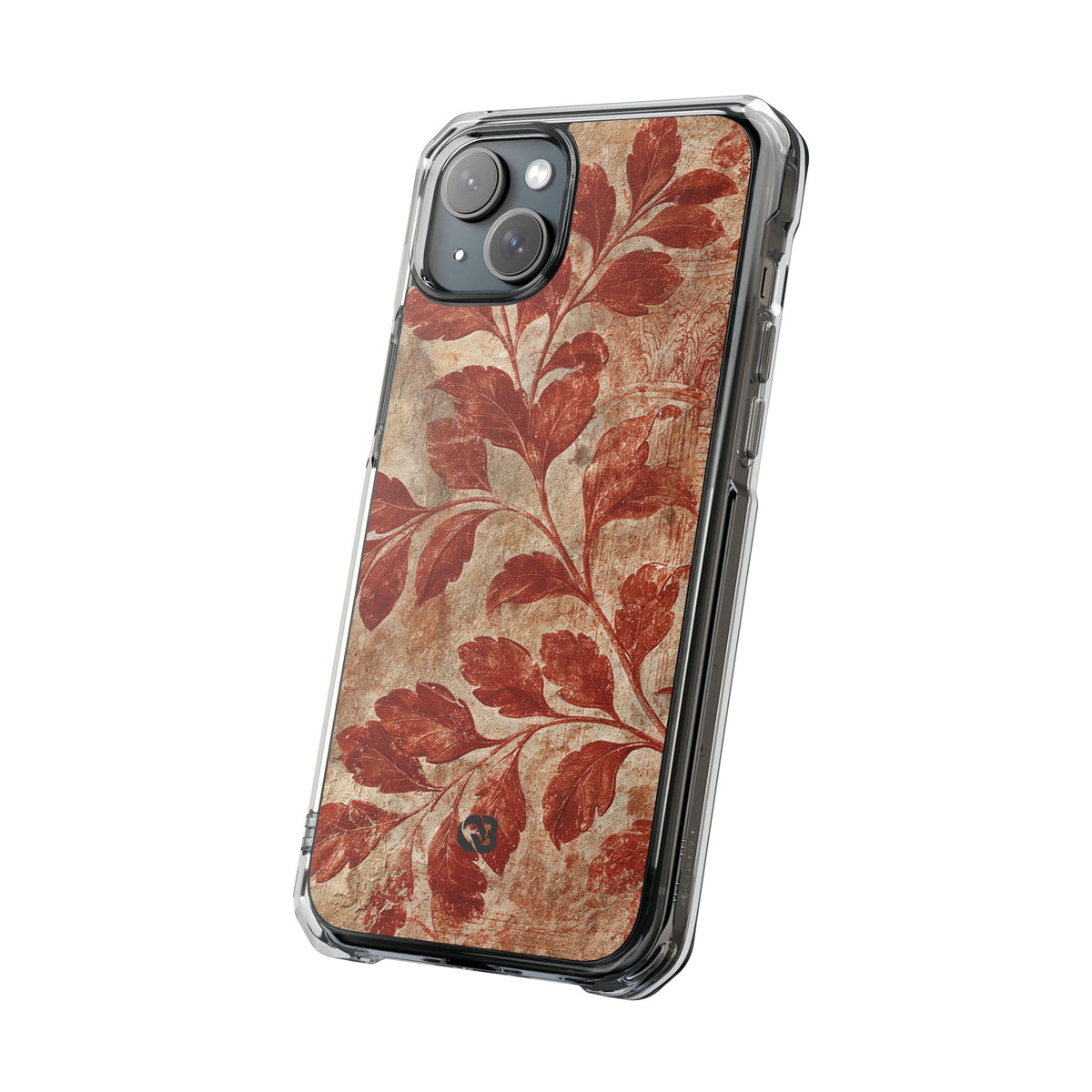 Terracotta Botanical Fresco · Clear Impact Magnetic Phone Case for iPhone · Red
