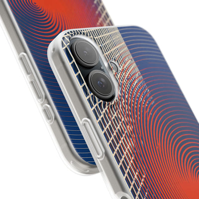 Blue Lite Phone Case for iPhone - Orange Orbit Grid