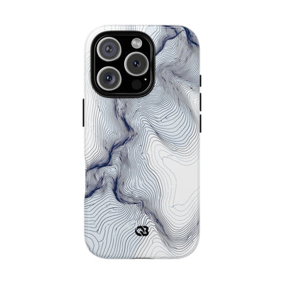White Tough Phone Case for iPhone - Nordic Ridge Topo