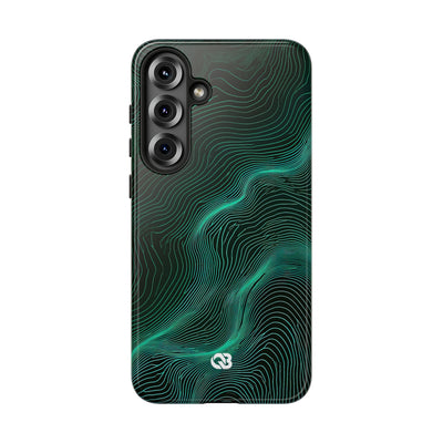 Teal Tough Phone Case for Samsung - Neon Jade Contour