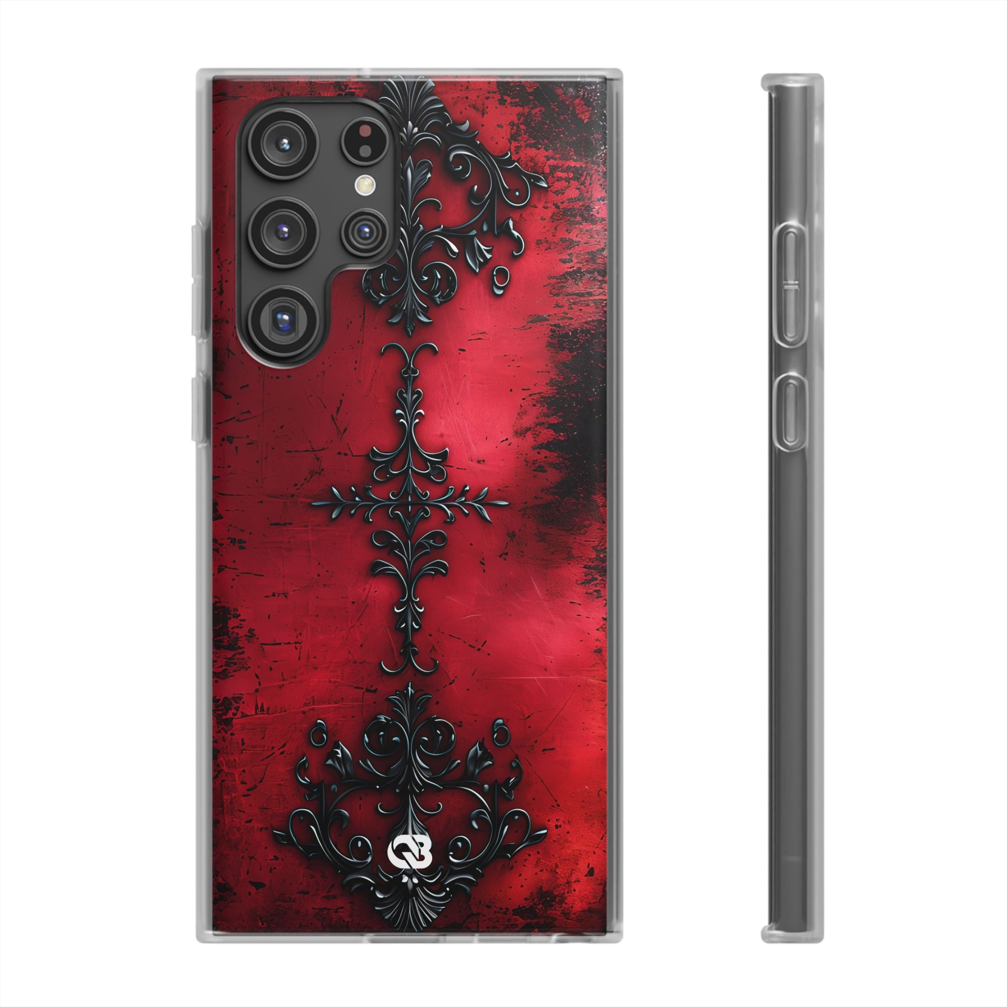 Crimson Gothic Filigree · Soft Phone Case for Samsung
