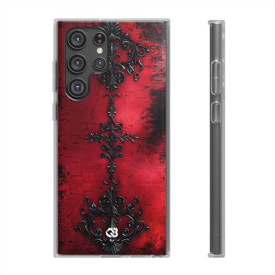 Crimson Gothic Filigree · Soft Phone Case for Samsung