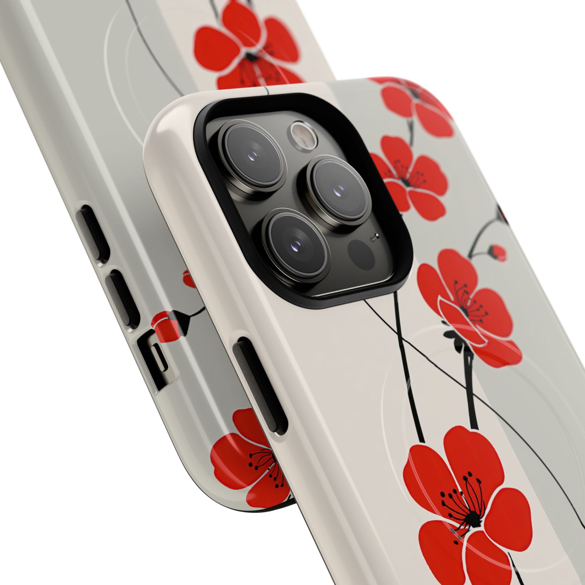 Red Tough 2.0 Magsafe Phone Case for iPhone - Crimson Plum Ink