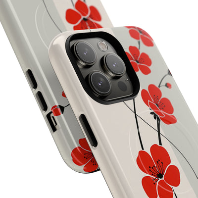 Red Tough 2.0 Magsafe Phone Case for iPhone - Crimson Plum Ink