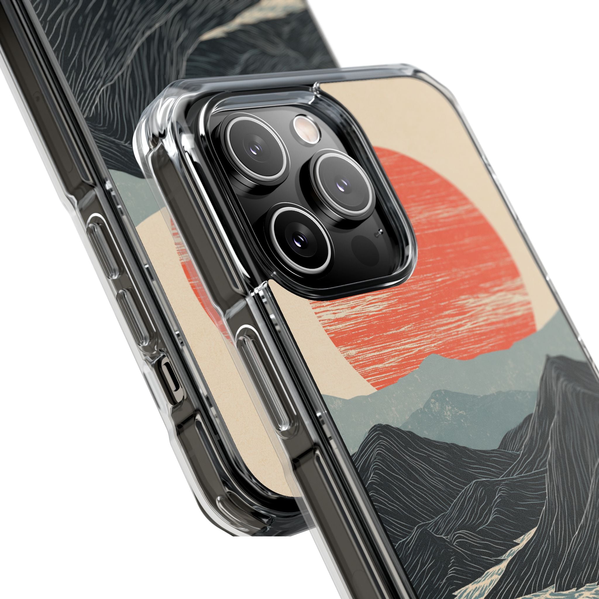 Beige Impact MagSafe Phone Case for iPhone - Crimson Ridge Flow