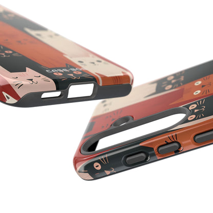 Verlängerte Katzen Schwarz Samsung S25 Case - Tough