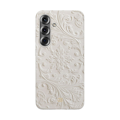 White Lite Phone Case for Samsung - Alabaster Floral Relief