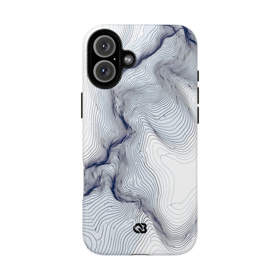 White Tough Phone Case for iPhone - Nordic Ridge Topo