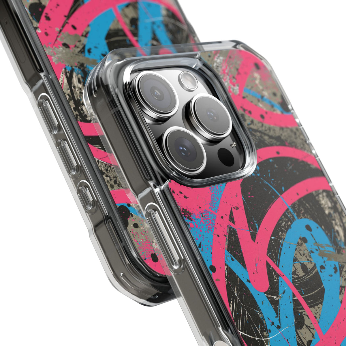 Cyber Splatter Flow · Clear Impact Magnetic Phone Case for iPhone · Pink