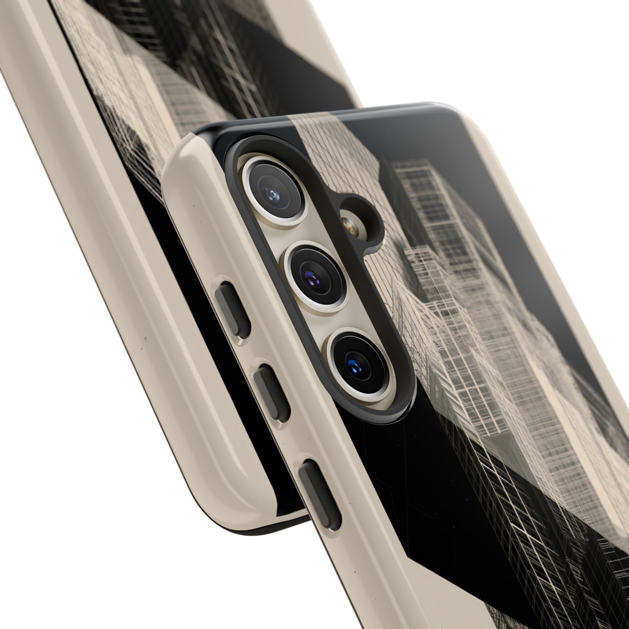 Beige Tough Phone Case for Samsung - Monolith Urban Grid