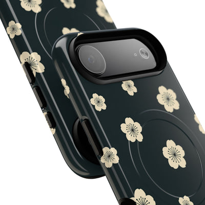 Teal Tough 2.0 Magsafe Phone Case for iPhone - Obsidian Cream Petals