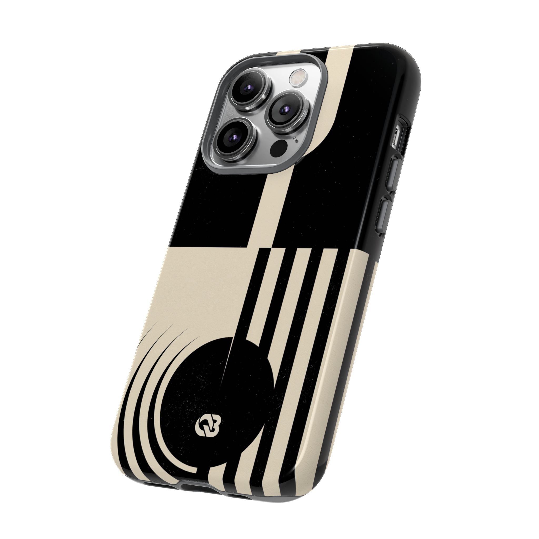 Black Tough Phone Case for iPhone - Ivory Signal Grid