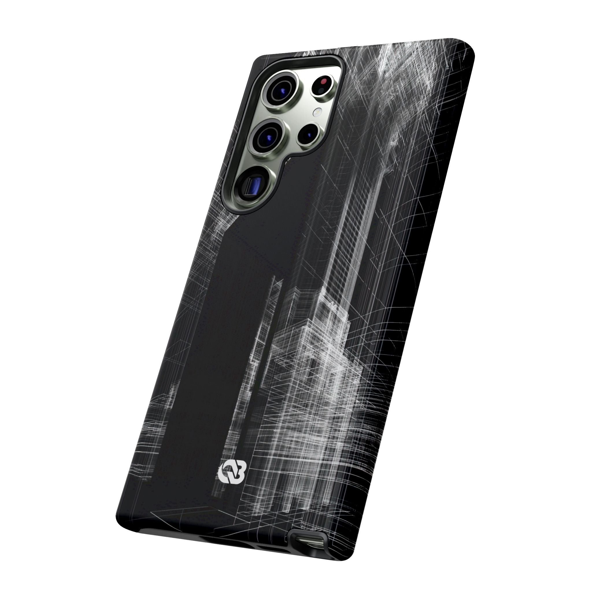 Black Tough Phone Case for Samsung - Ghost Urban Wireframe